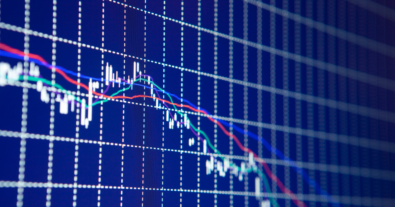 A graph with a downward trend