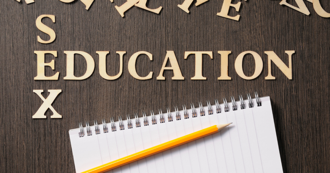 Wood block letter spell out the words "sex education"