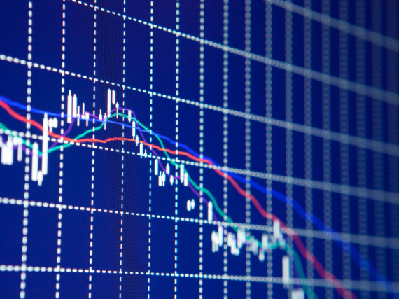 A graph with a downward trend