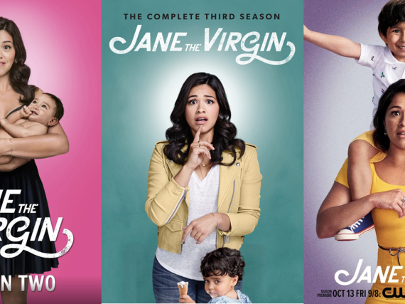 Three promotional posters from the TV show, 'Jane the Virgin.'