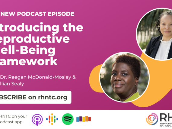 A promotional image for the podcast with images of Dr. Raegan and Gillian Sealey. 