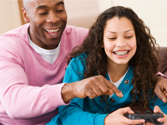A father and daughter spend time together