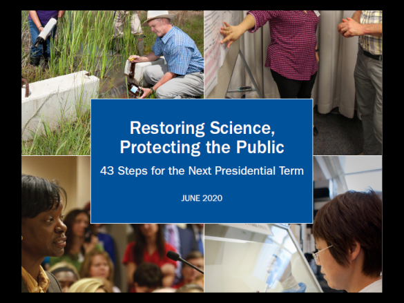 The cover of the memo series and its title, "Restoring Science, Protecting the Public."